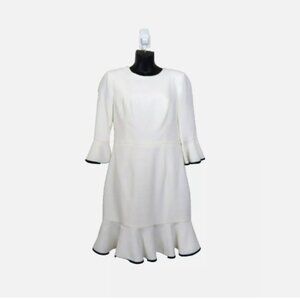 Black Halo Size 6 Ruffle Half Sleeve Brooklyn Mini Dress White Sheath NEW $345